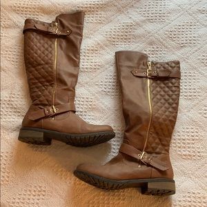 Brown knee high boots